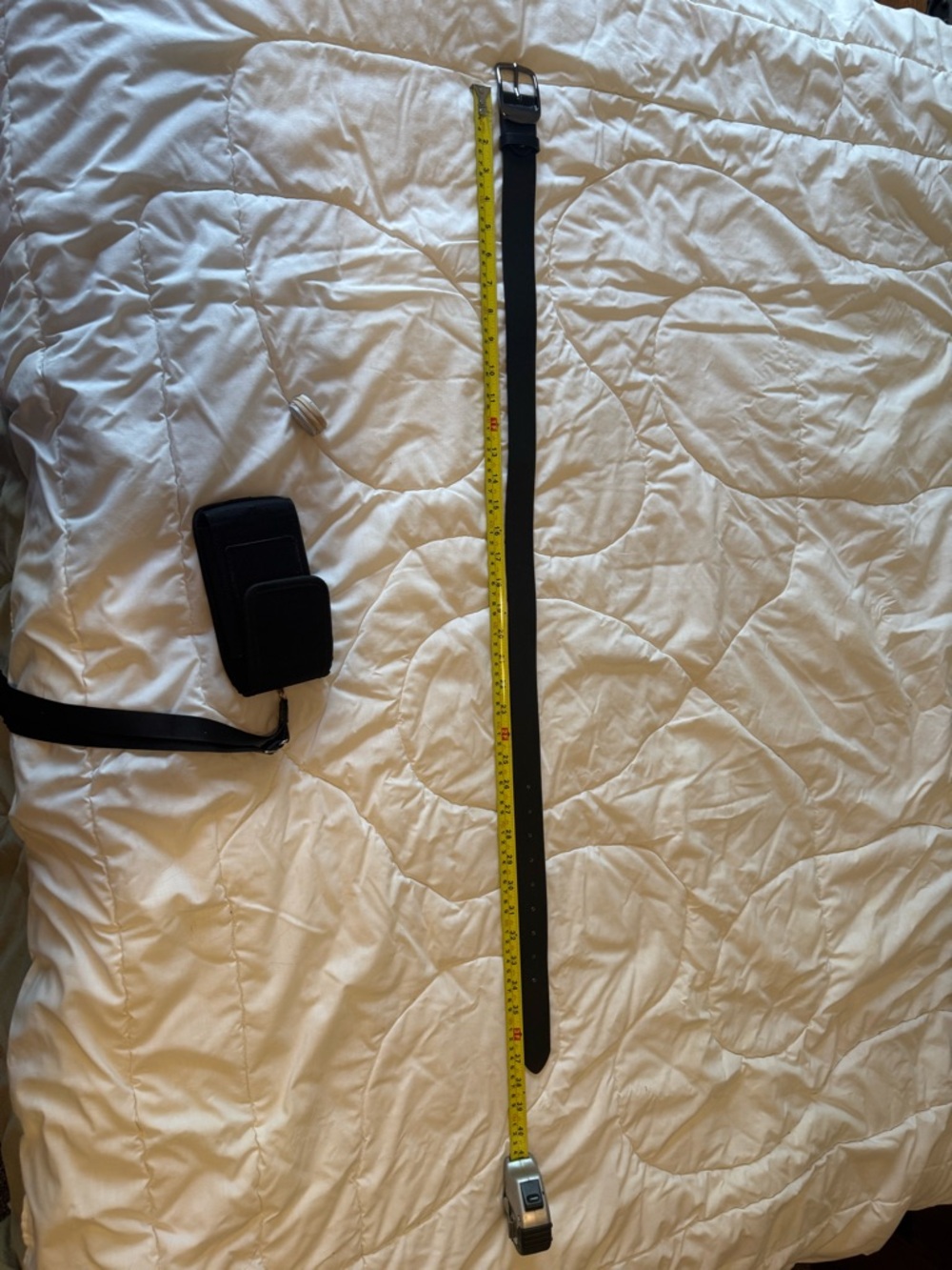 Classic Black Leather Belt with Silver Buckle